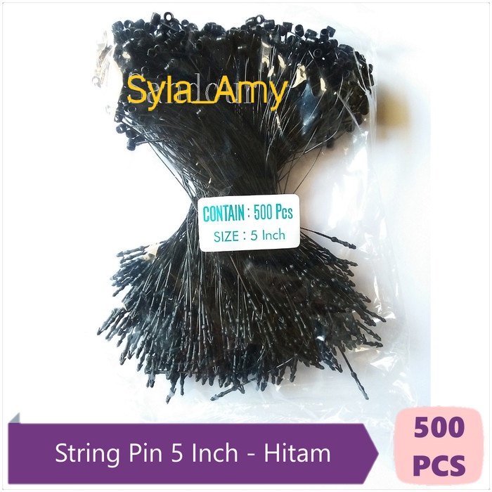 

String Pin Hitam Benang Label Hang Tag 5 Inch