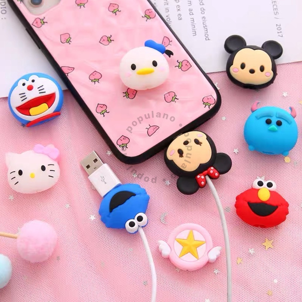 Cable Bite Korean Style Cartoon Cable Bite Cute Cable Protector Cartoons Pelindung Ujung Kabel Charger Handphone Karakter