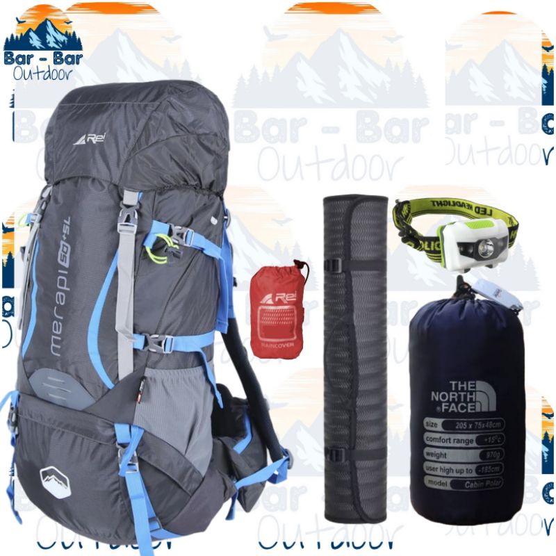 Paket Perlengkapan Mendaki Tas Gunung Outdoor Carrier Arei Rei Merapi 50+5L
