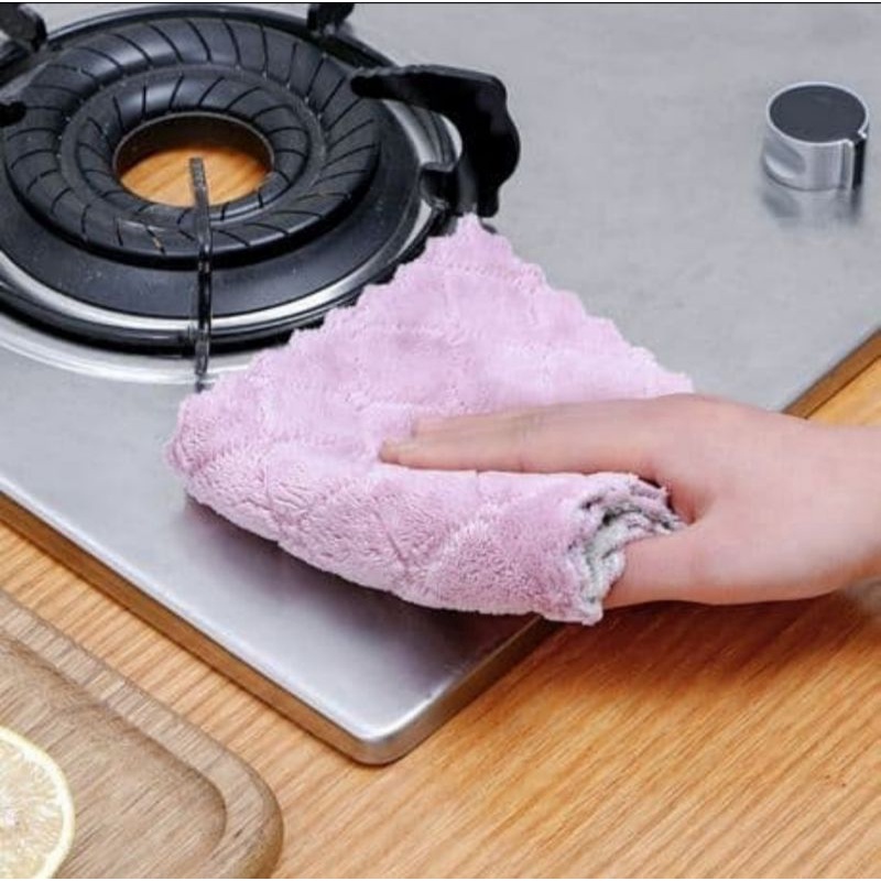 kain lap meja kain lap dapur anti minyak microfiber 25x25 lap cuci piring dsb