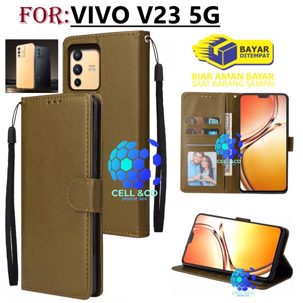 NEW VIVO V23 5G CASE FLIP LEATHER WALLET PREMIUM FLIP CASE BUKA TUTUP KESING HP CASING FLIP CASE WALLET VIVO V23 5G