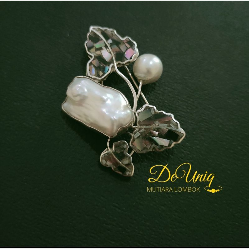 Bros perak 925 mutiara air laut asli lombok