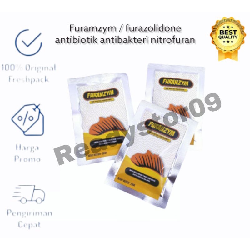 Obat ikan Fura Furazolidone furazolidon merk FURANZYM 20 gram finrot