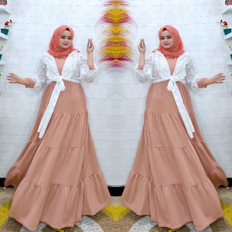 Angelica Gamis Susun Outer tile brokat Papermea 12330