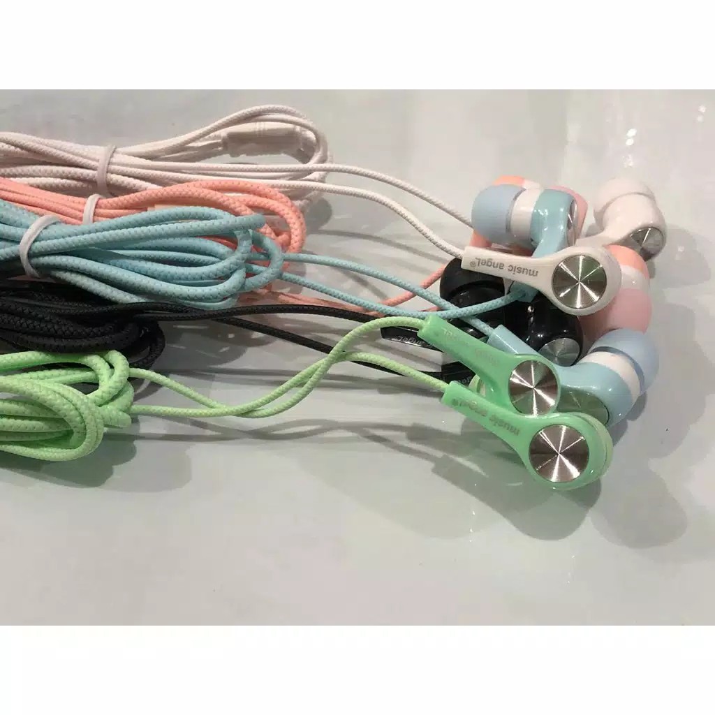 HANDSFREE ORIGINAL MUSIC ANGEL MACARON Mate Color Hifi Extra Bass Earphone Headset musik