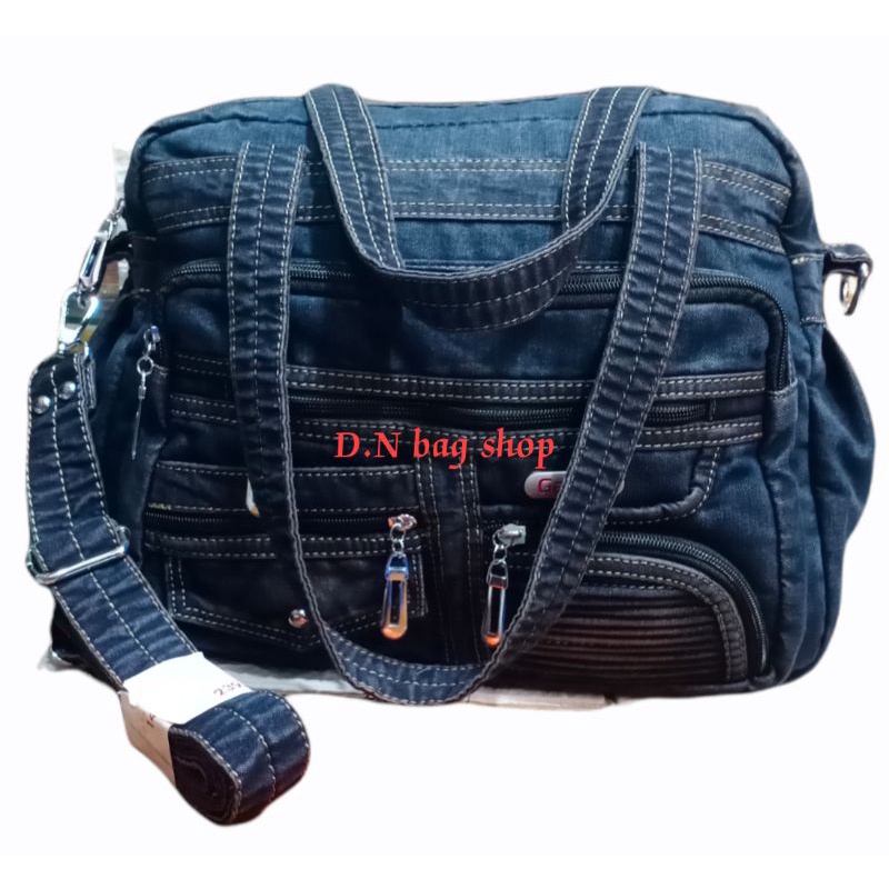 Tas slempang wanita bahan jeans denim original Garnet