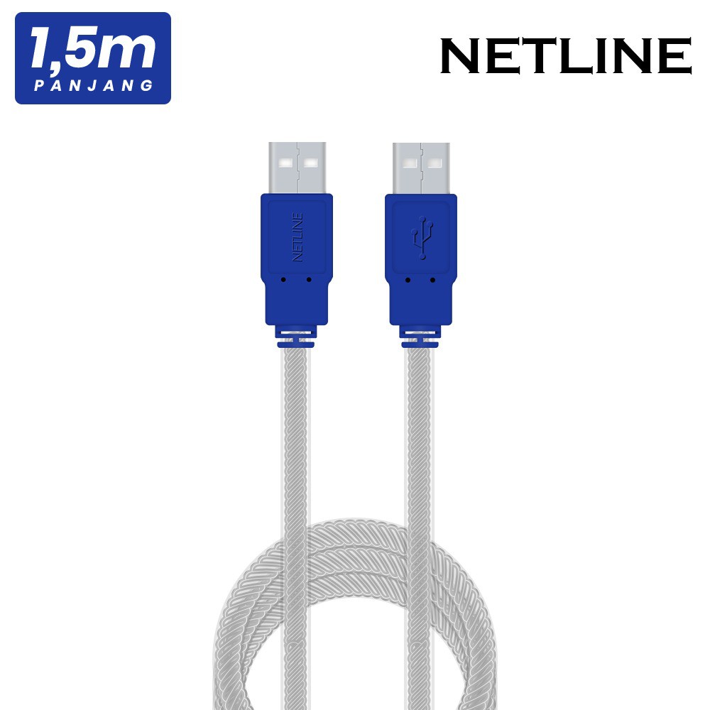 KABEL USB-A MALE TO MALE NETLINE 1.5M 2.0 HIGH SPEED - USB2.0 A-A EXTENSION 1.5 METER