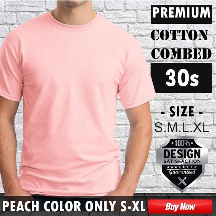 Premium Kaos Polos Pria Soft Cotton Combed 30s Peach
