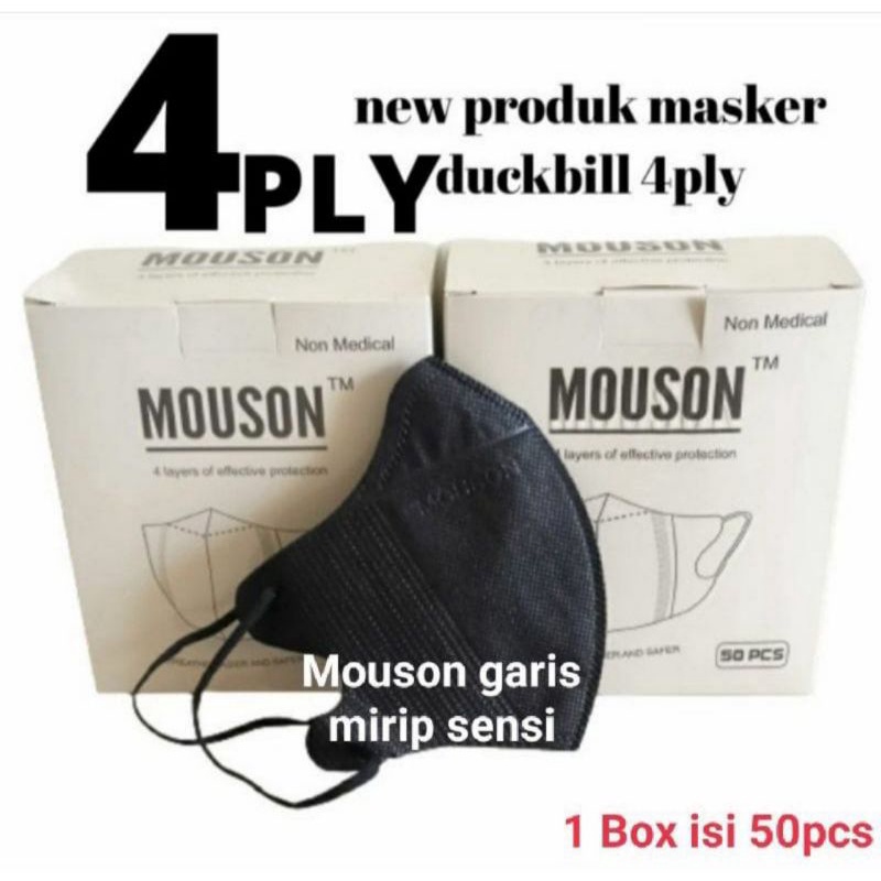 MOUSON Duckbill 4ply (50pcs) warna hitam
