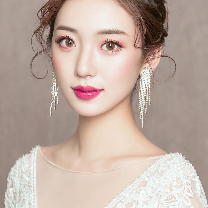 Jurai Earring - Anting Giwang Model Jurai Dengan Kristal + Rumbai Untuk Aksesoris Pengantin / Gaya