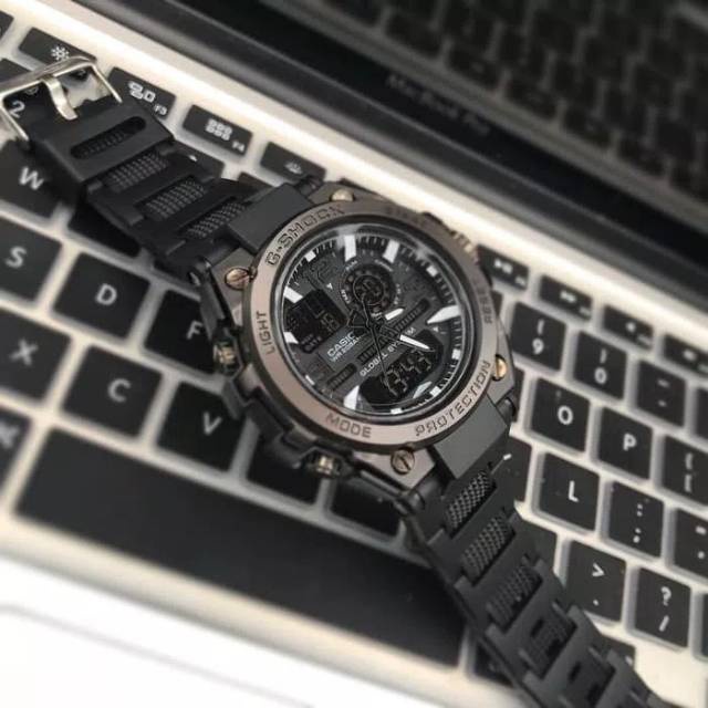 Jam Tangan Pria Gshock GST-8600 Case Besi Dual Time