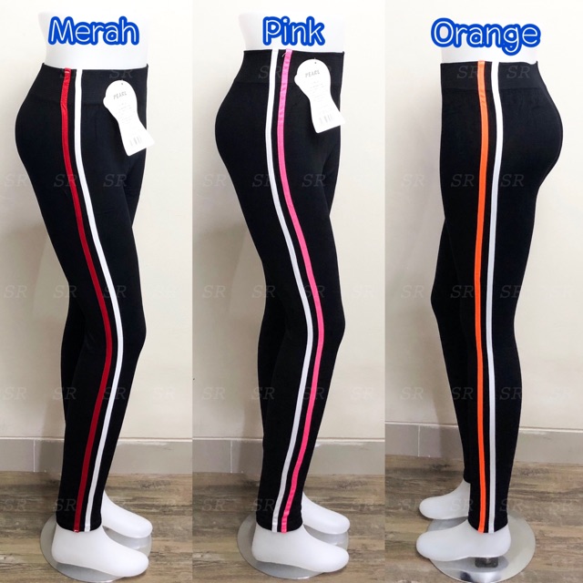 Legging Panjang List Pita Samping Warna Import Melar Jumbo