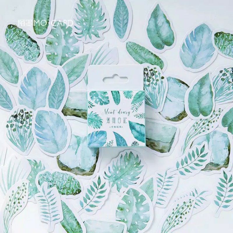Mint Leaves Stiker Jurnal Gambar Daun Tanaman / Journal Sticker hiasan buku catatan aesthetic tumblr