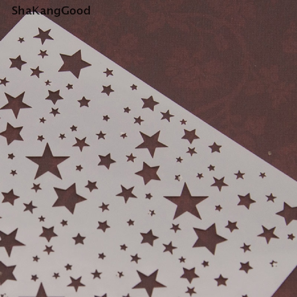 Skid Cetakan Stensil Airbrush Reusable Bentuk Bintang Untuk Dekorasi Scrapbook / Album / Craft DIY