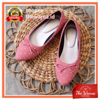 The Warna Sepatu  Batik Wanita  Polka Flat Pink Flat Shoes 