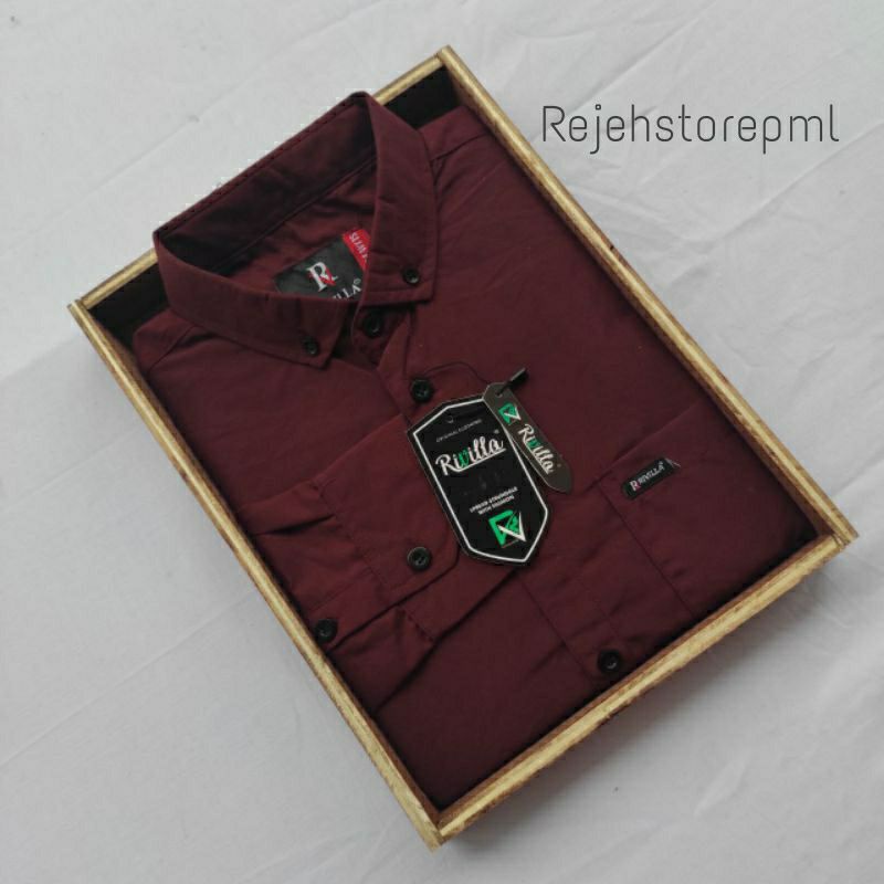 REJEHSTOREPML - Kemeja Polos Katun Lengan Pendek Kasual Pria Dewasa Kekinian Size L XL