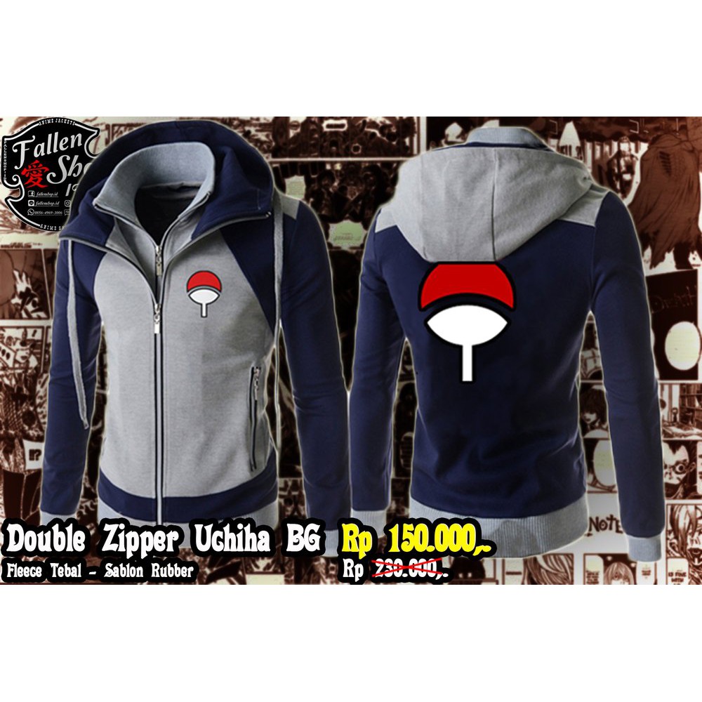 Jaket Double Zipper Uchiha