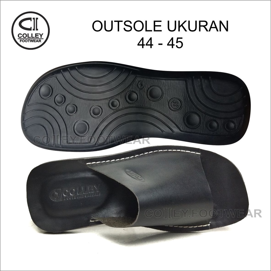 COD - SANDAL HITAM FULL KULIT ASLI 100% / SANDAL KASUAL PRIA COLLEY / HITAM CLY-SB1-038