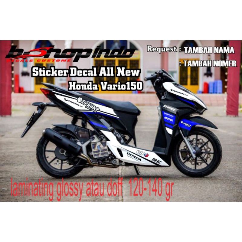 Stiker decal Vario New 150 Full Body Crank variasi putih biru