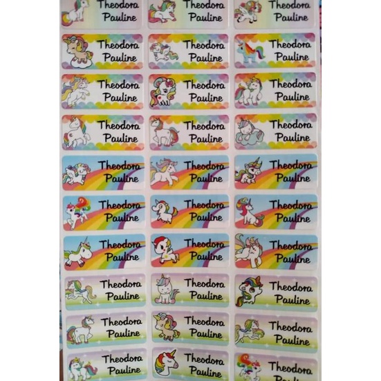 

Unicorn size Medium Sticker Label Nama Stiker Tempelan Nama Waterproof anti air motif anak cewek girl