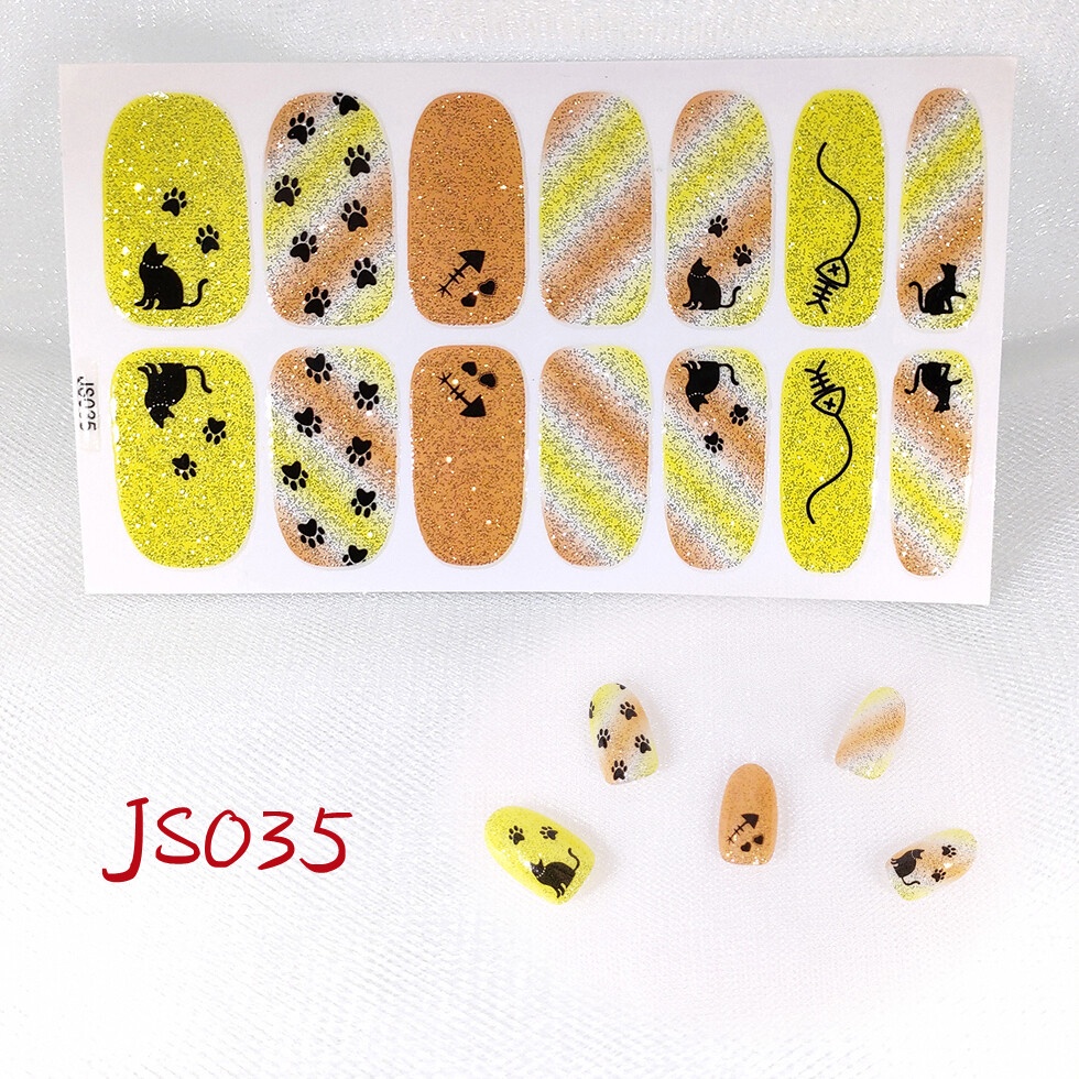 Stiker Kuku Motif Print Kartun Graffiti Leopard Aksen Glitter Gaya Korea Tahan Air Untuk Manicure