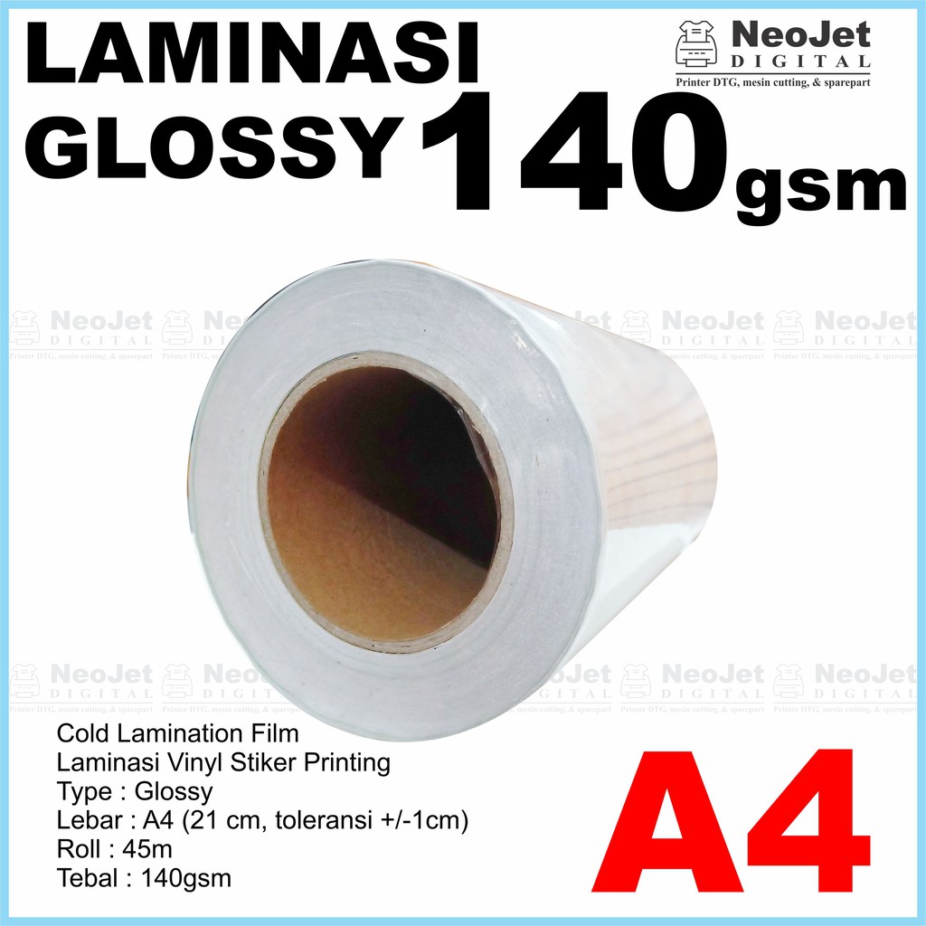 

Laminasi Dingin Gloss Glossy Laminating Kilap Murah A4 140 gsm 45 m