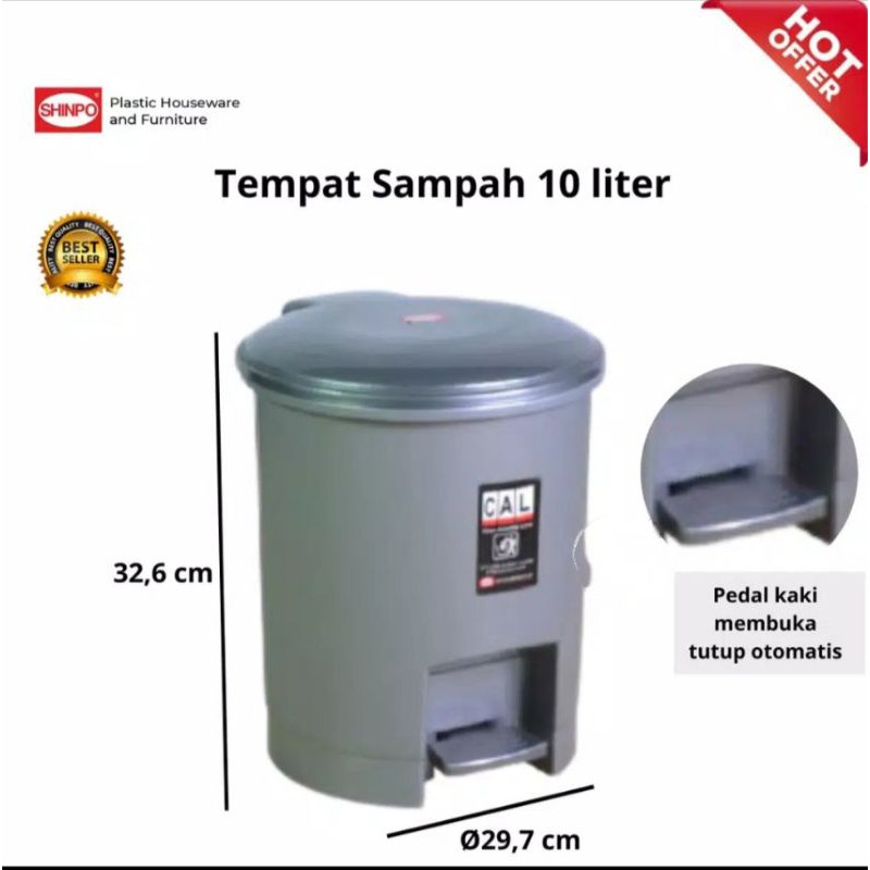 Tempat Sampah injak + Ember 10 Liter -SHINPO-