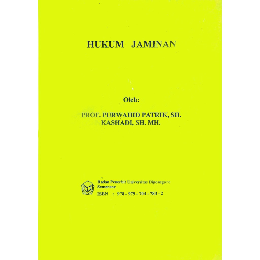 Hukum Jaminan - Prof Purwahid Patrik SH #BUKU