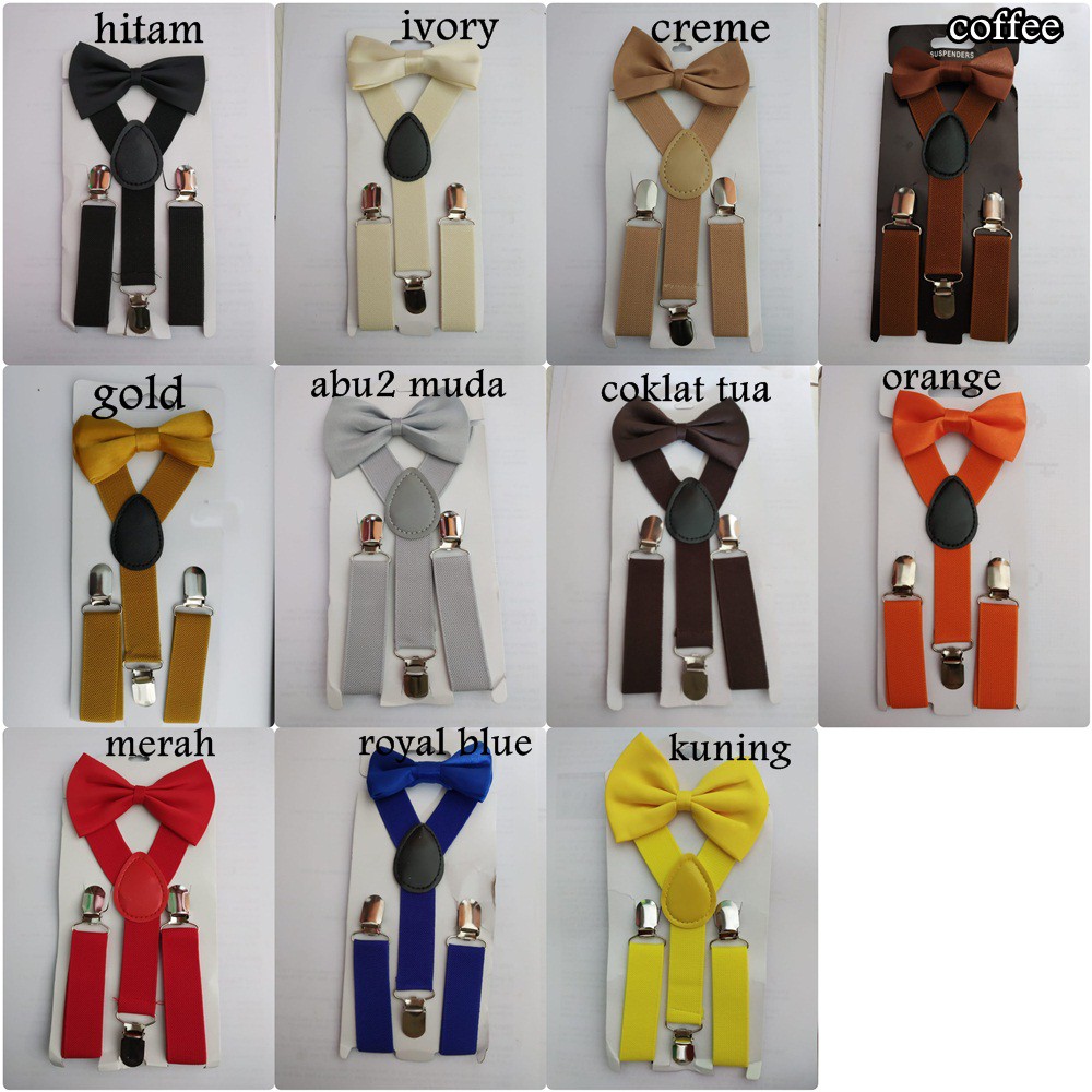 set fashion aksesoris anak balita suspender dan dasi kupu-kupu