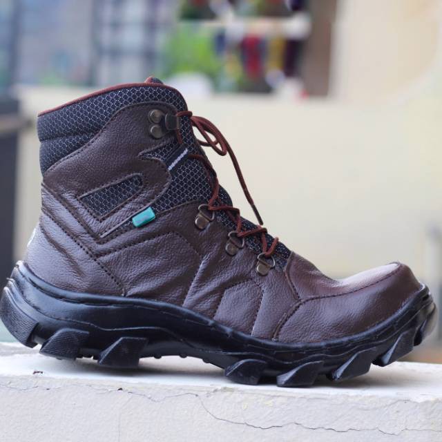 SEPATU SAFETY PRIA KULIT ASLI SEPATU BOOTS UJUNG BESI X ZOOM SEPATU GUNUNG TOURING TERMURAH