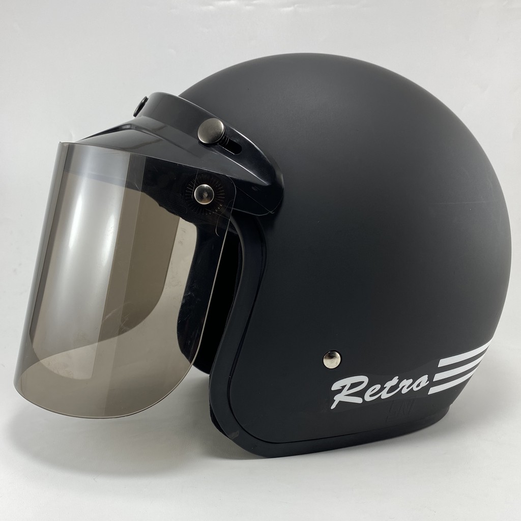 Helm Bogo Dewasa Wanita Pria Cewek Cowok Motor Sni Helem Retro Klasic Classic Cod Warna Hitam Doff