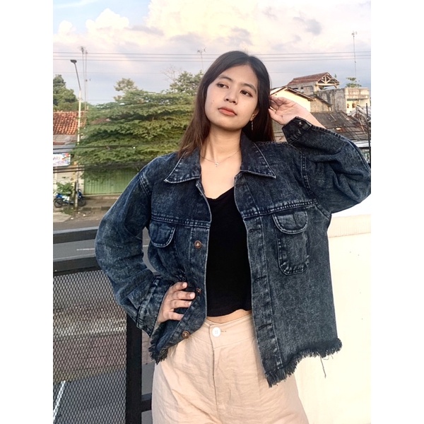 Jaket Jeans Wanita Snowblack Premium Oversize