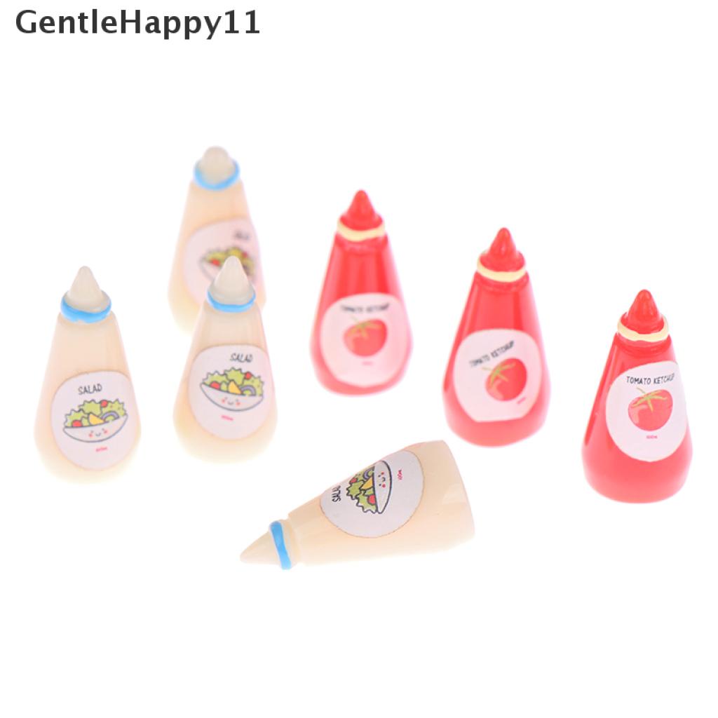 Gentlehappy 10Pcs / Set Mainan Miniatur Salad / Kecap Skala 1: 12 Untuk Aksesoris Rumah Boneka