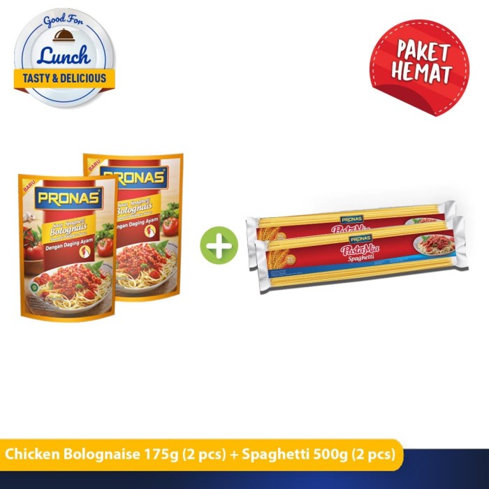 

PASTA-ANEKA- PRONASBOLOGNAIS AYAM 175 G & PASTAMIA SPAGHETTI 500 G BUNDLING 4 PCS -ANEKA-PASTA.