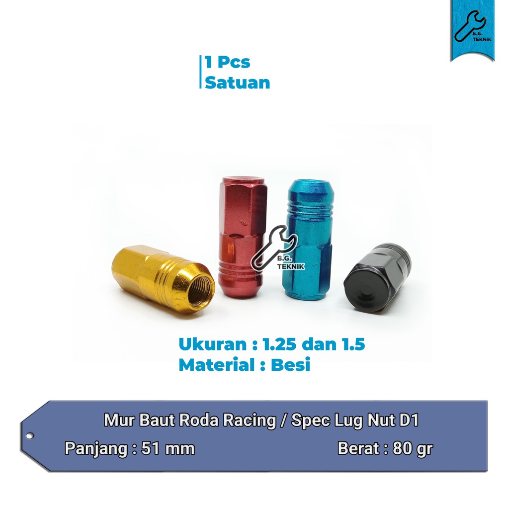 Mur Baut Roda Racing 1.25 1.5 D1 Racing Spec Lug Nut - SATUAN