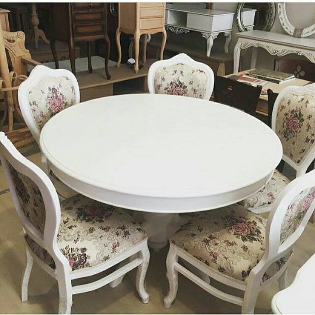 Meja Makan Duco Meja Makan Putih Meja Makan Bundar Shopee Indonesia