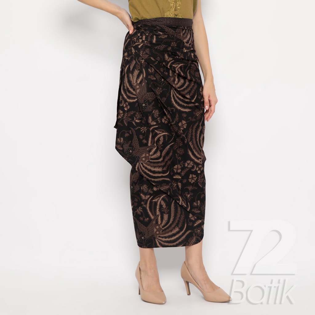 ROK BATIK SPAN Skirt Lilit Kebaya Instan Modern Wanita Motif Phoenix Warna Hitam 721741 Cap 72