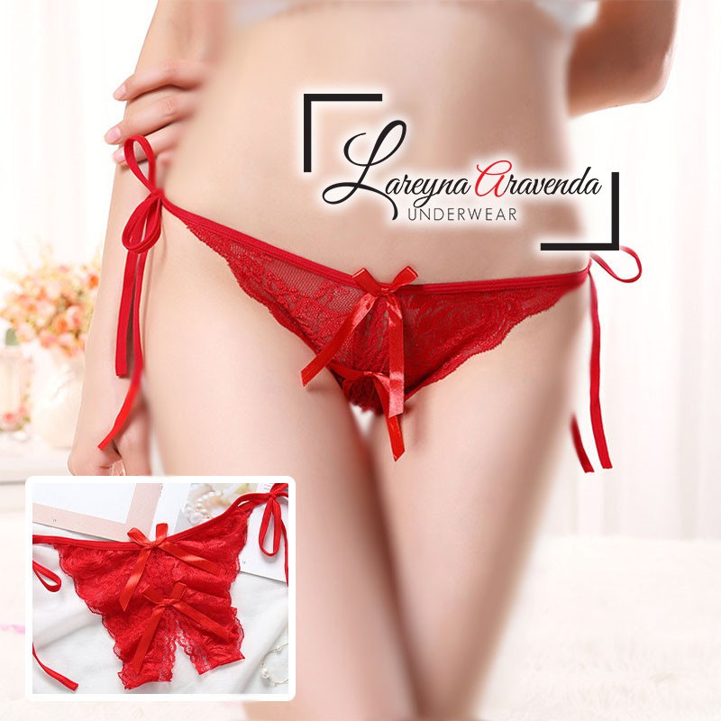 (COD) Sexy Open G String Wanita Tali Celana Dalam Transparan Thong Ukuran Besar CD020