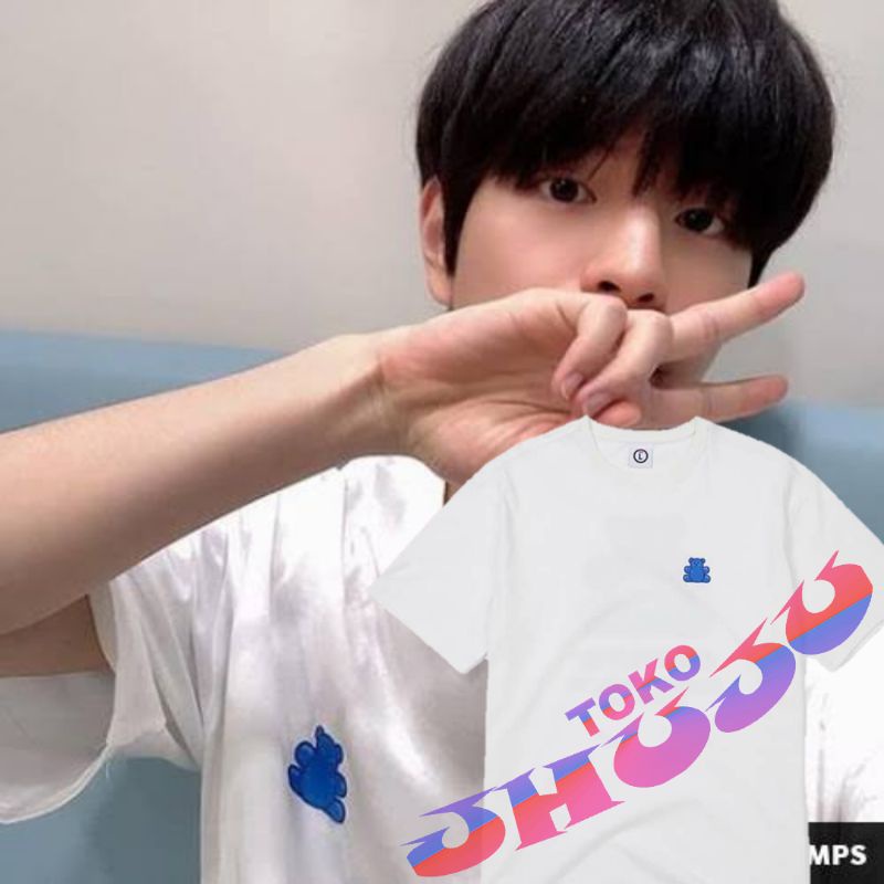 Baju T shirt Treasure So Junghwan Jelly Bear Blue logo Print DTF