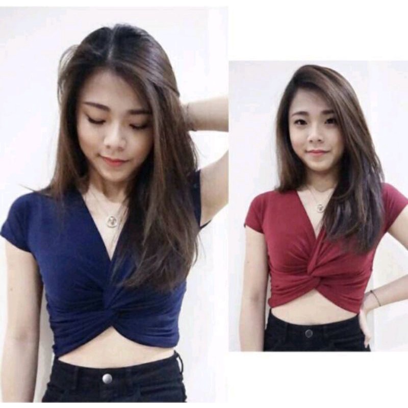 Blouse Crop top Twist / Korean top V-neck