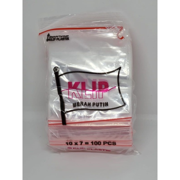 Plastik Klip / Ziplock MERAH PUTIH - Isi 100 Pcs