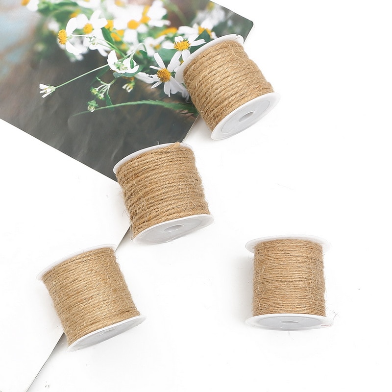 5-15 M/roll Natural Jute Twine Goni String Tali Rami Pesta Pernikahan Hadiah Bungkus Tali Benang DIY Florists Craft Dekorasi