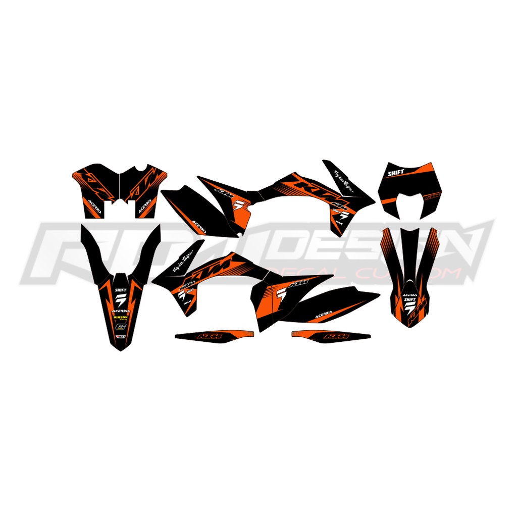 DECAL STICKER KTM 150/200/250/300/350/450 2011 2012 2013 (005) DEKAL STIKER ORANGE HITAM
