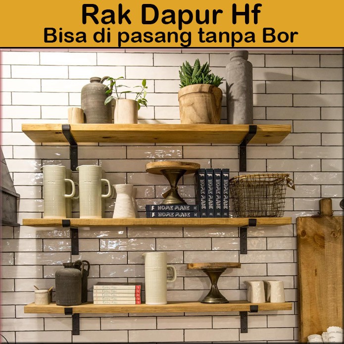 Rak Kayu Besi / Rak Bunga Besi / Rak Buku Dinding / Rak Buku Anak / Rak Industrial / Rak Bumbu Dapur
