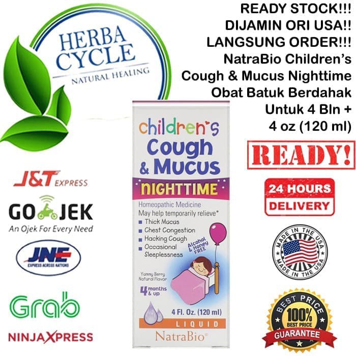 NatraBio Children Cough & Mucus Night 120ml Sirup Batuk Berdahak Anak