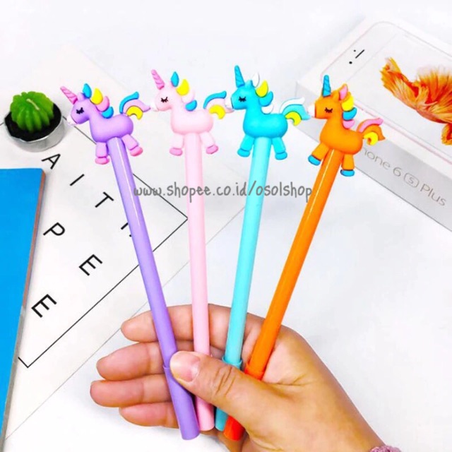 MURAH SATUAN UNICORN RAINBOW PEN Pulpen pony unik lucu souvenir