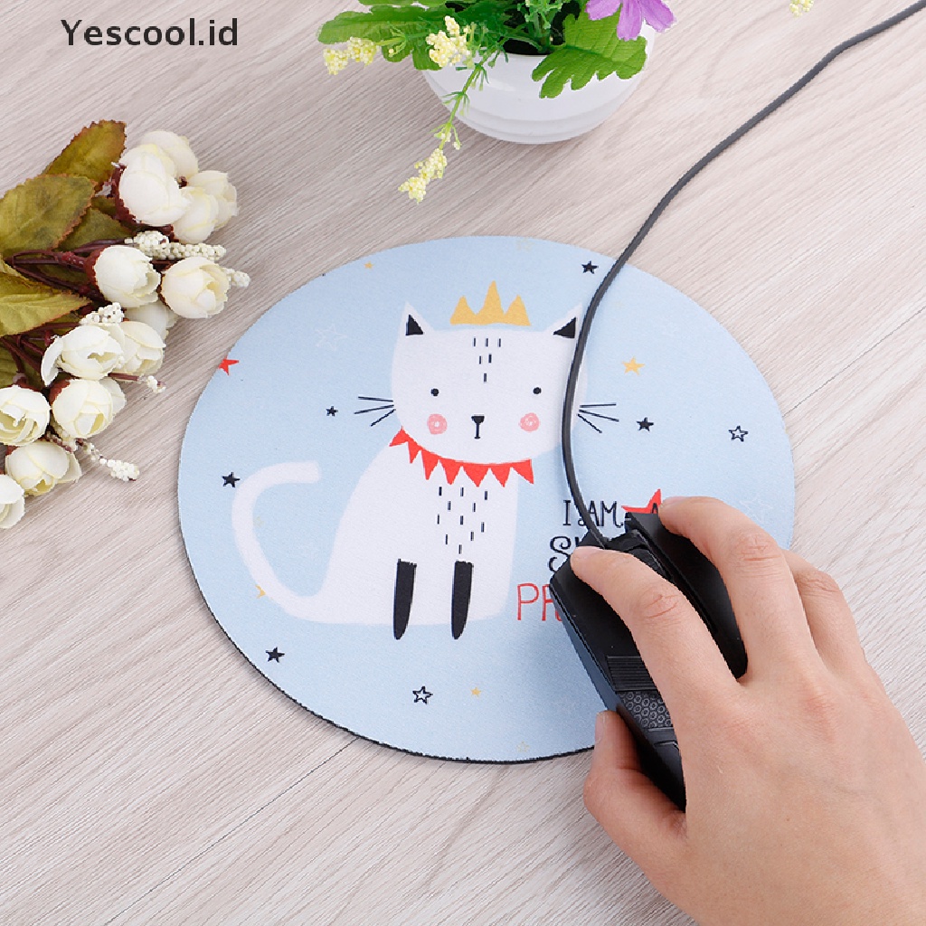 1pc mouse pad Bentuk Bulat Bahan Karet anti slip Untuk Meja Komputer