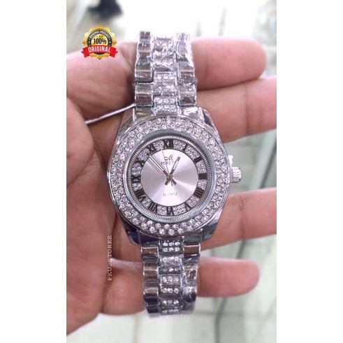 JAM TANGAN WANITA MOTIF PERMATA, FASHION WANITA / JAM TANGAN CEWEK TAHAN AIR TERLARIS FREW BATRAI CADANGAN_JAM TANGAN WANITA MIRETE ORIGINAL