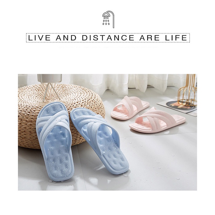 MINISO Sandal Kamar Mandi Sendal Selop Polos Model Cross Comfortable Nyaman Dewasa Non Slip Indoor-1