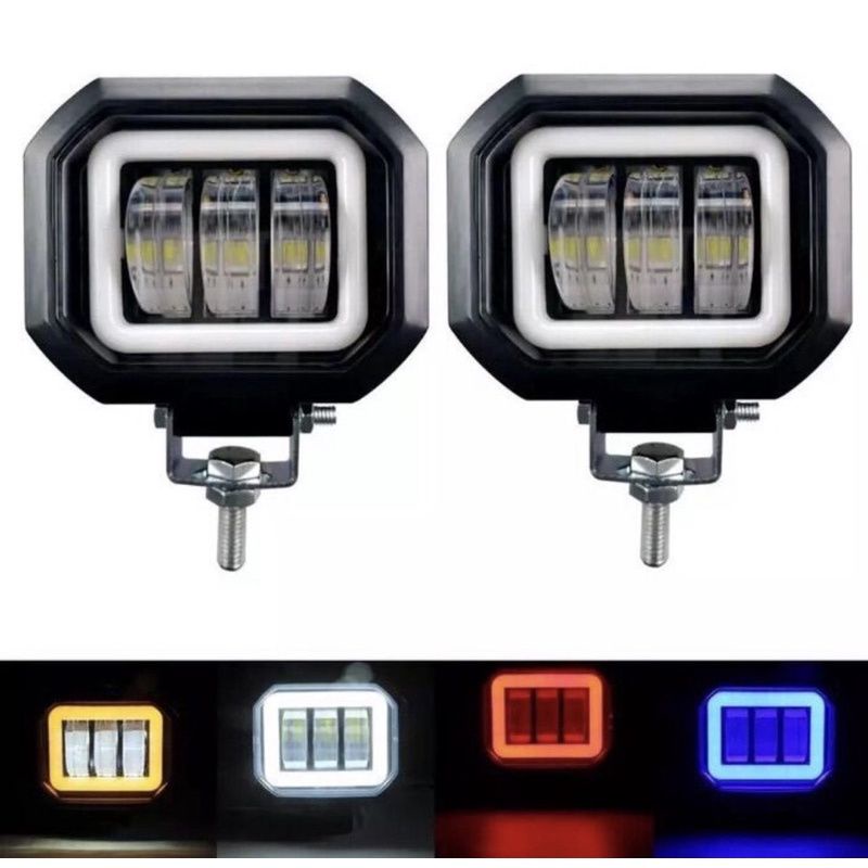 Lampu LED Tembak CWL 24 Volt Truk Bus Fuso Daymaker Mini 3 Mata Angel Eye 4D Lens Sorot Tronton Canter Box L300 Truck Motor Mobil Bulat Kotak Offroad Cutoff Waterproof Worklight Light Bar Cree